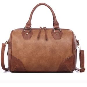 NWT! Brown Pebbled Vegan Leather Satchel/Crossbody